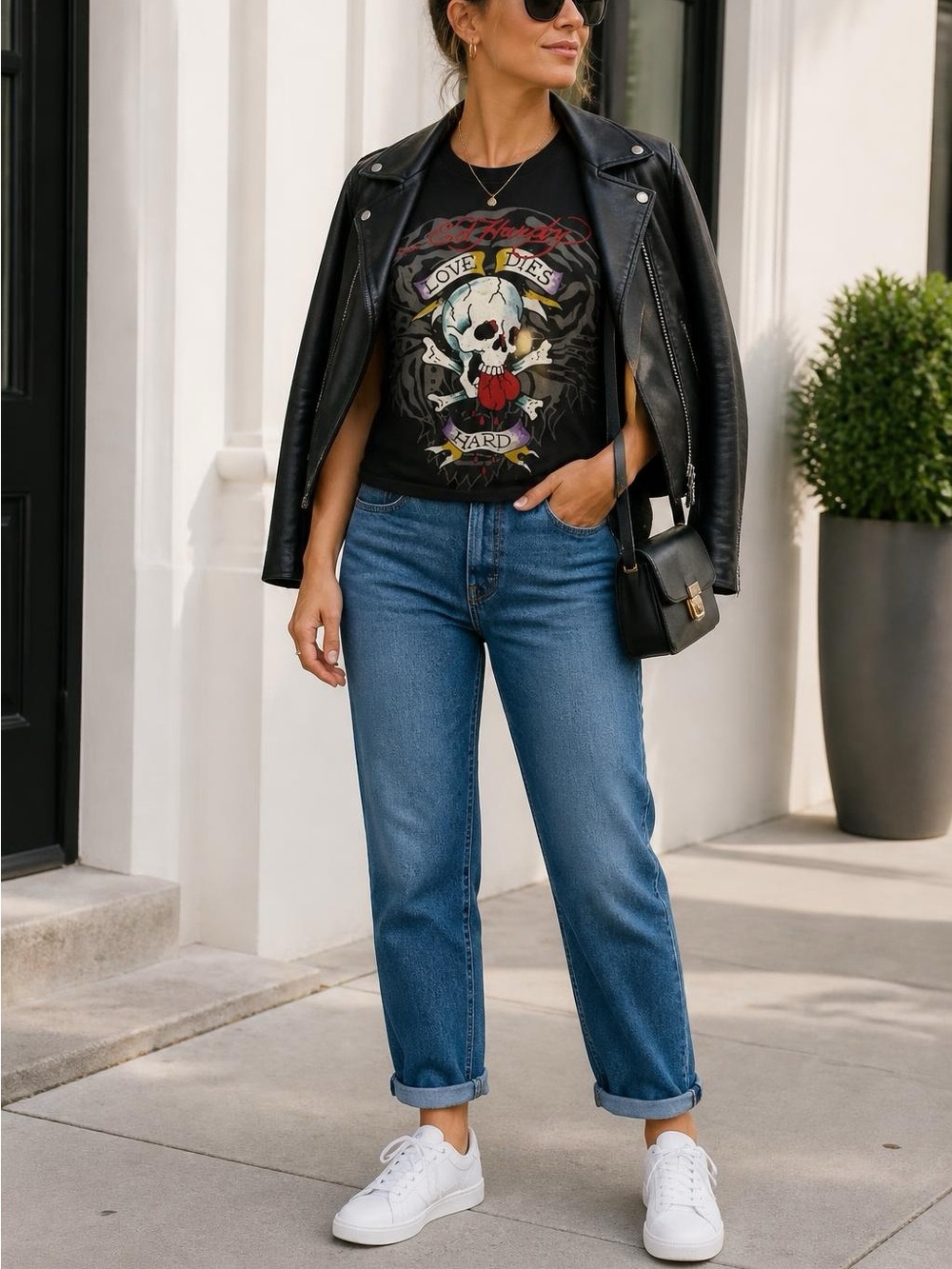 Ed Hardy Love Dies Hard Graphic T-shirt, Black, Size M